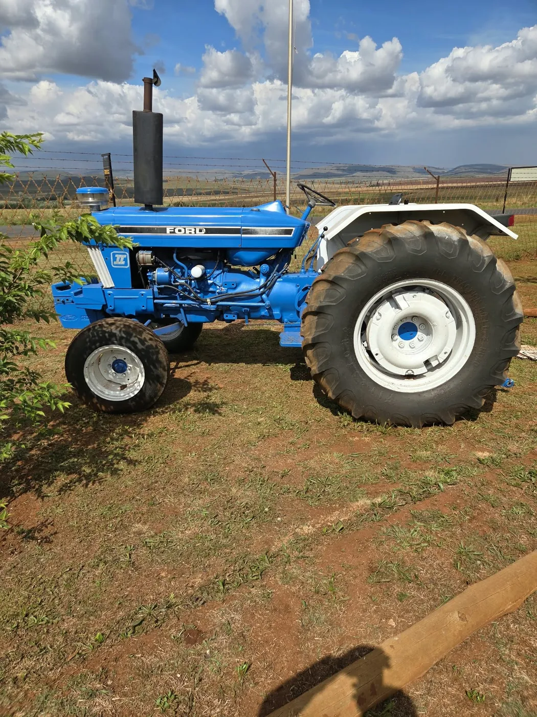 The Senyane farm’s blue Ford tractor, restored and ready for the season